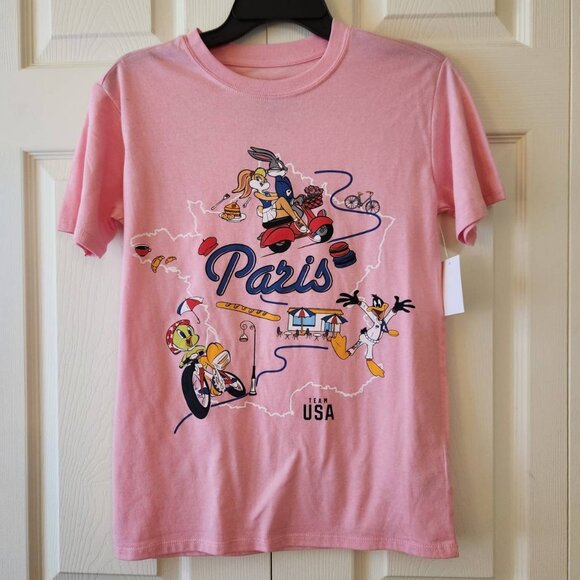Looney Tunes Paris Pink T-Shirt Team USA Graphic Tee S - Picture 1 of 6